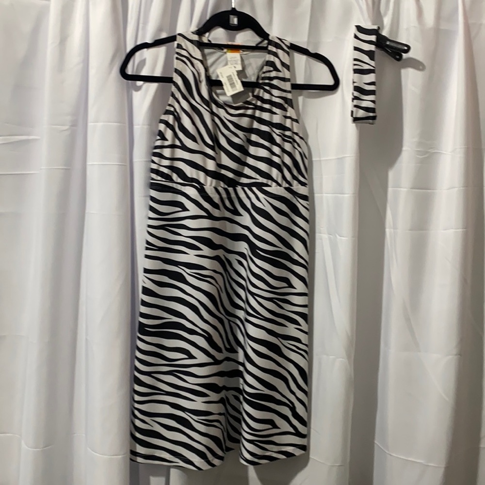 Spunkwear zebra sun dress w/ matching headband